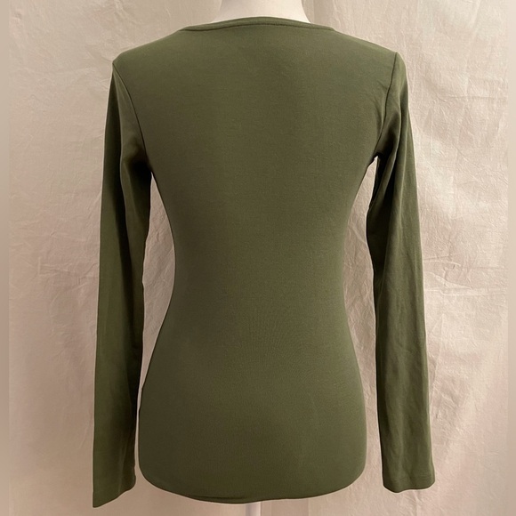 H&M Long Sleeve Ribbed T-Shirt Olive Green Size Small - Picture 4 of 11